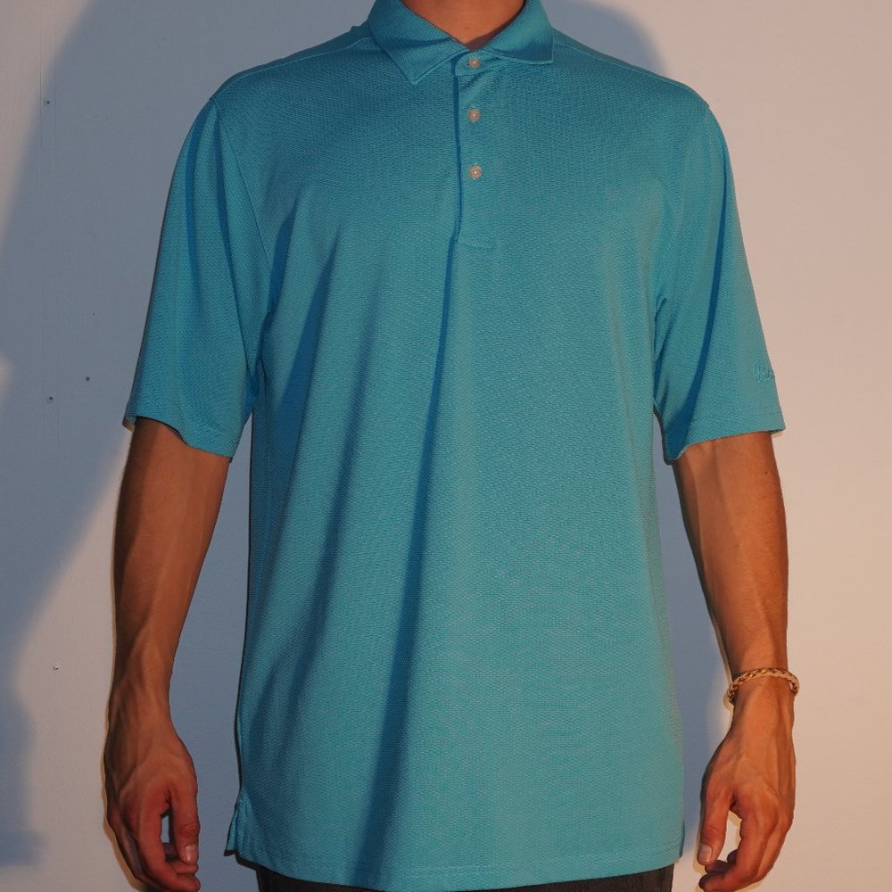 Walter Hagen Mens L Aqua Blue Polo Golf
